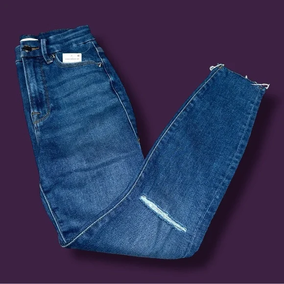 💥HP💥NWT Good American Distressed Knee Good Waist Crop Jeans. 👖 SIZE 0/25 - Picture 15 of 16